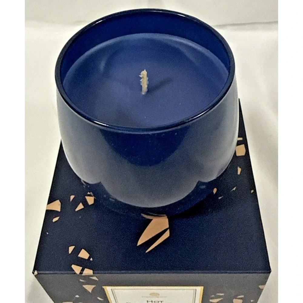 Huntington Home Hot Buttered Rum Candle 7.4oz Navy Blue Soy Blend Scented